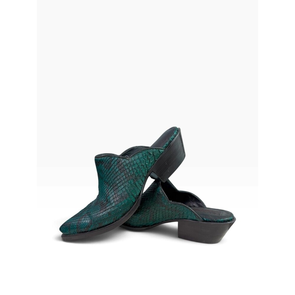 Tres Outlaws El Paso NEW Teal Python Snakeskin Western Mules $1250 Size 8C